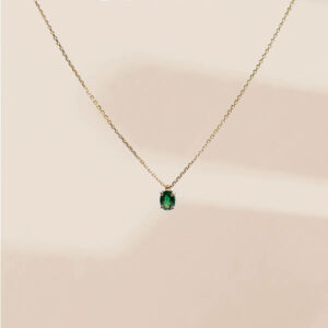 Collier chaîne forçat création sur-mesure en or jaune avec grenat tsavorite monture 4 griffes - aline•m